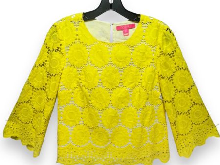 Mariella Top By Lilly Pulitzer In Lilly’s Lemon Floral Scallop Eyelet, Size: S For Sale