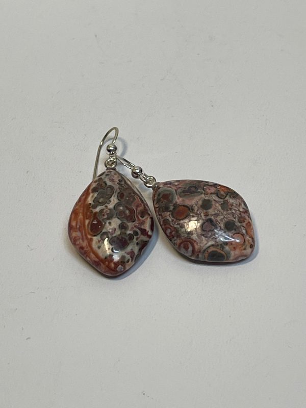 EARRINGS DANGLE DROP  CMB in RED & TAN For Sale