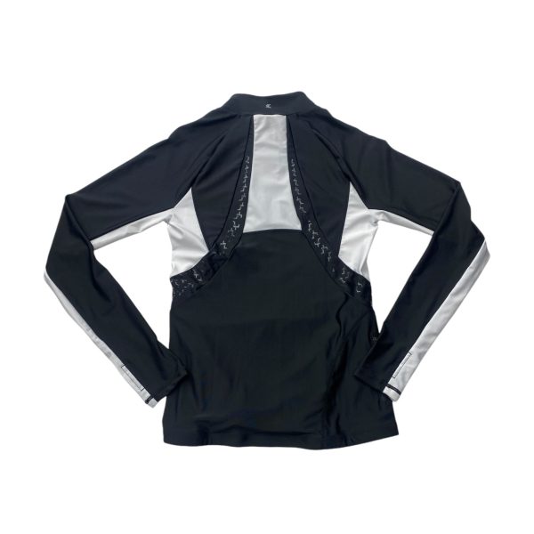 Athletic Top Long Sleeve Collar By Kyodan In Black & White, Size: Sp Hot on Sale