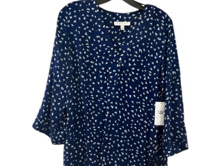 Top 3 4 Sleeve By Chaus In Blue & White, Size: M Sale